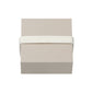 Medium gift box, W85 x H85 x D41 mm, featuring a cream fabric strap wrapped around its plain beige surface, ideal for stylish, minimalist presentations.