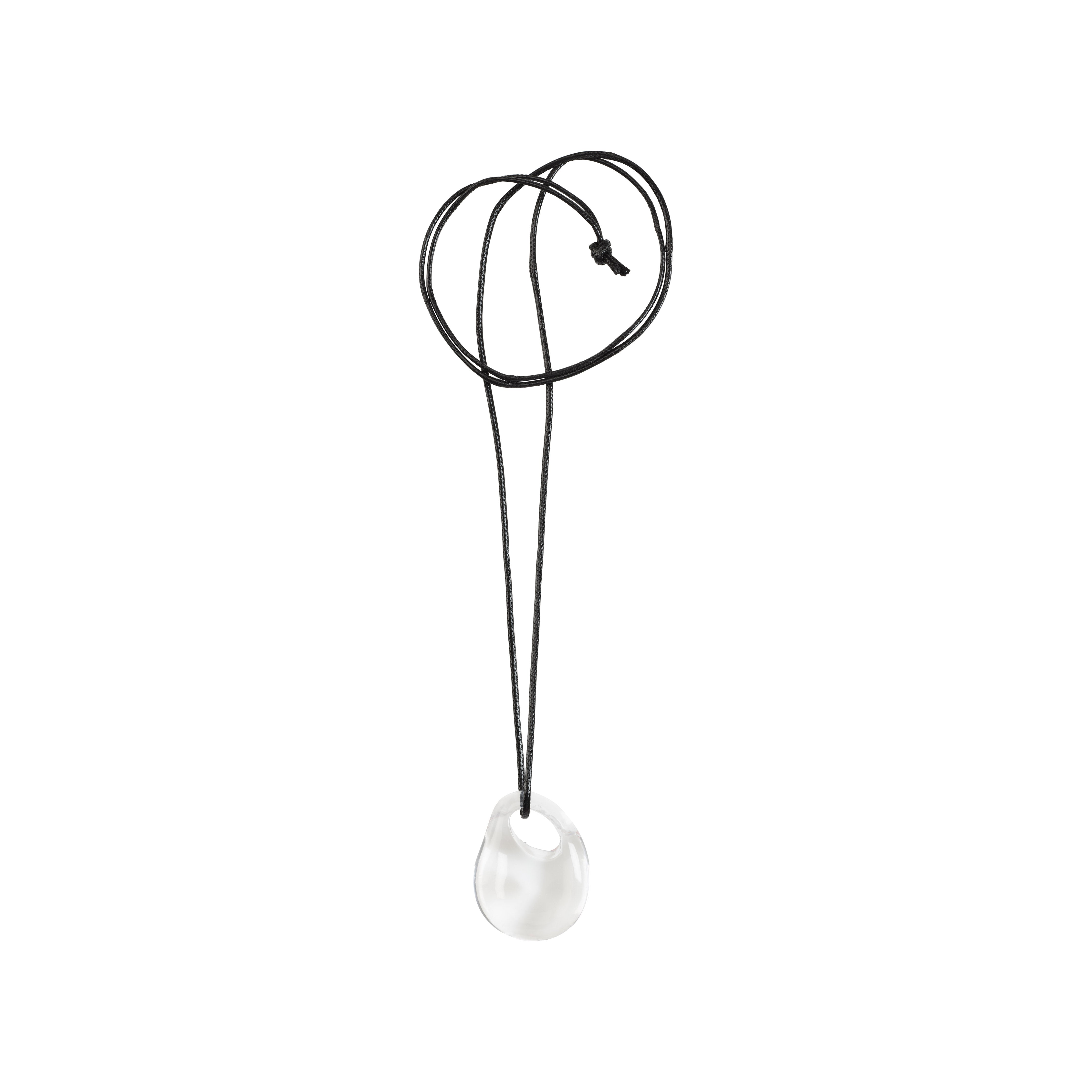 FREJA WEWER x PILGRIM Aqua necklace features a sleek black cord with an adjustable sliding knot and a large, smooth white pendant for a bold, modern look.