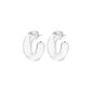 FREJA WEWER x PILGRIM Aqua hoops medium, crystal: Chunky C-shaped transparent acrylic earrings, offering a trendy, versatile look with a recycled material focus. Ideal for stylish, eco-conscious wearers.