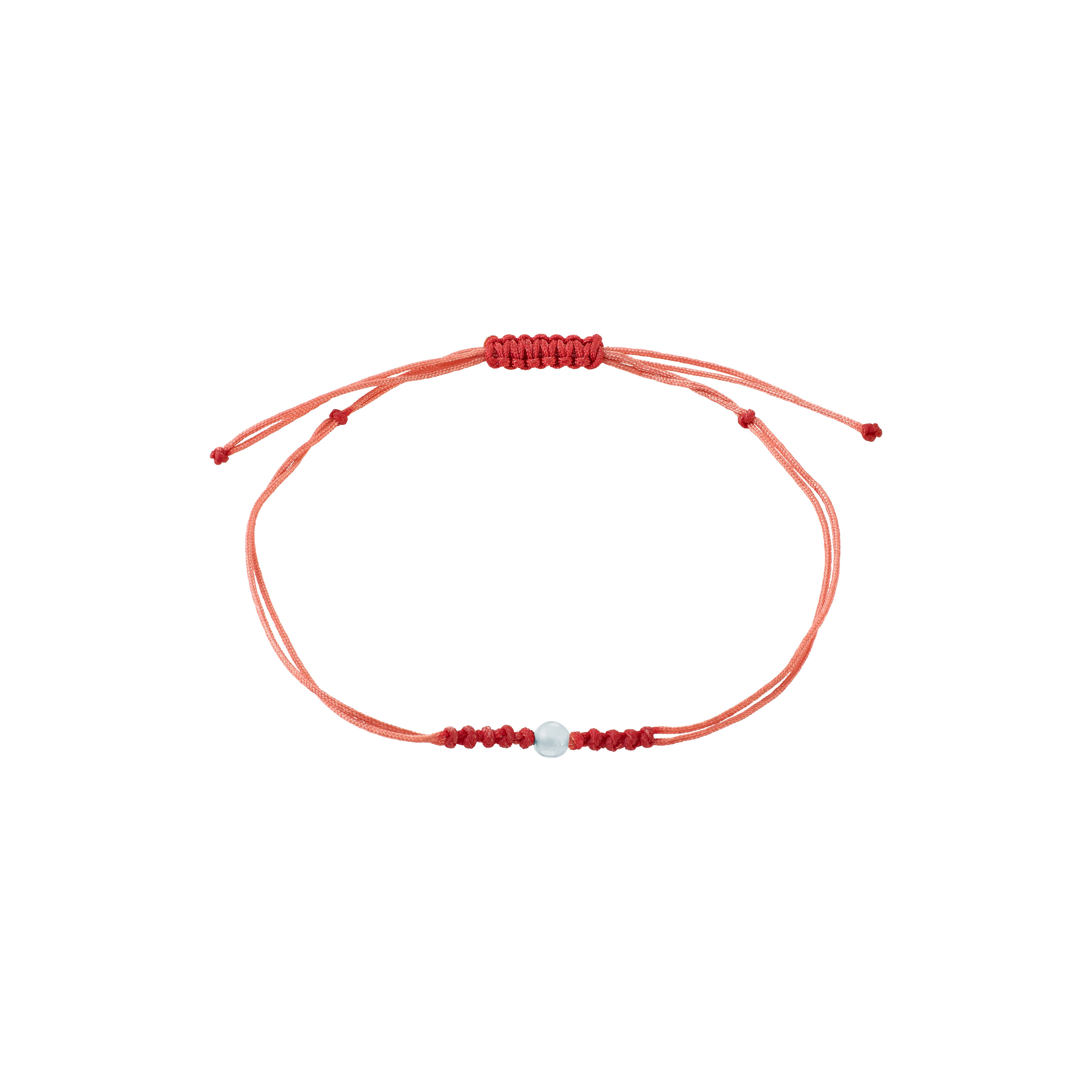 MARCH birthstone bracelet: Red string with adjustable closure, featuring a small Aquamarine bead, symbolizing balance and calm. Perfect for a laid-back, boho style.