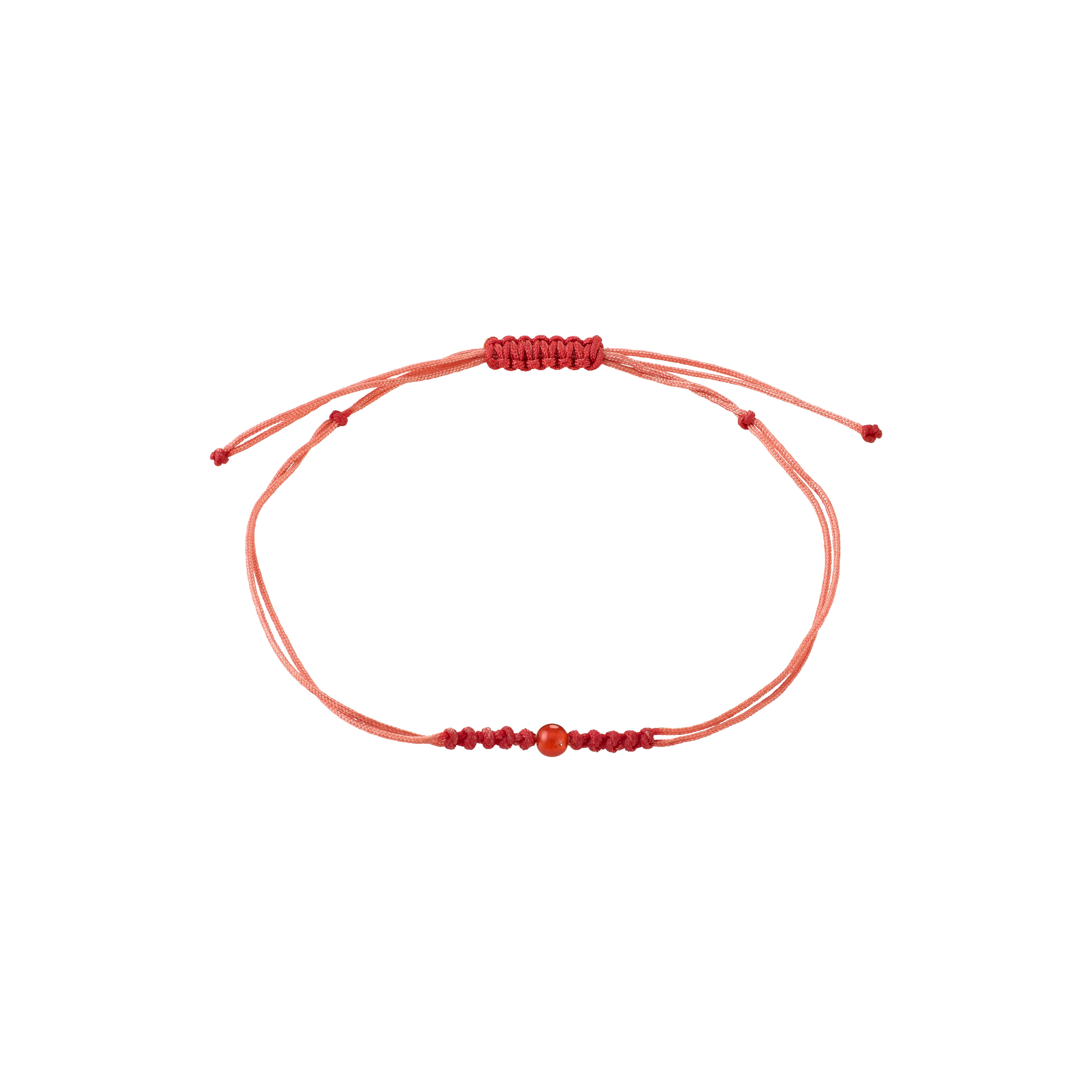 JULY birthstone bracelet - a delicate, adjustable red string bracelet with a small Red Agate bead, symbolizing courage and determination, perfect for minimalist boho styles.