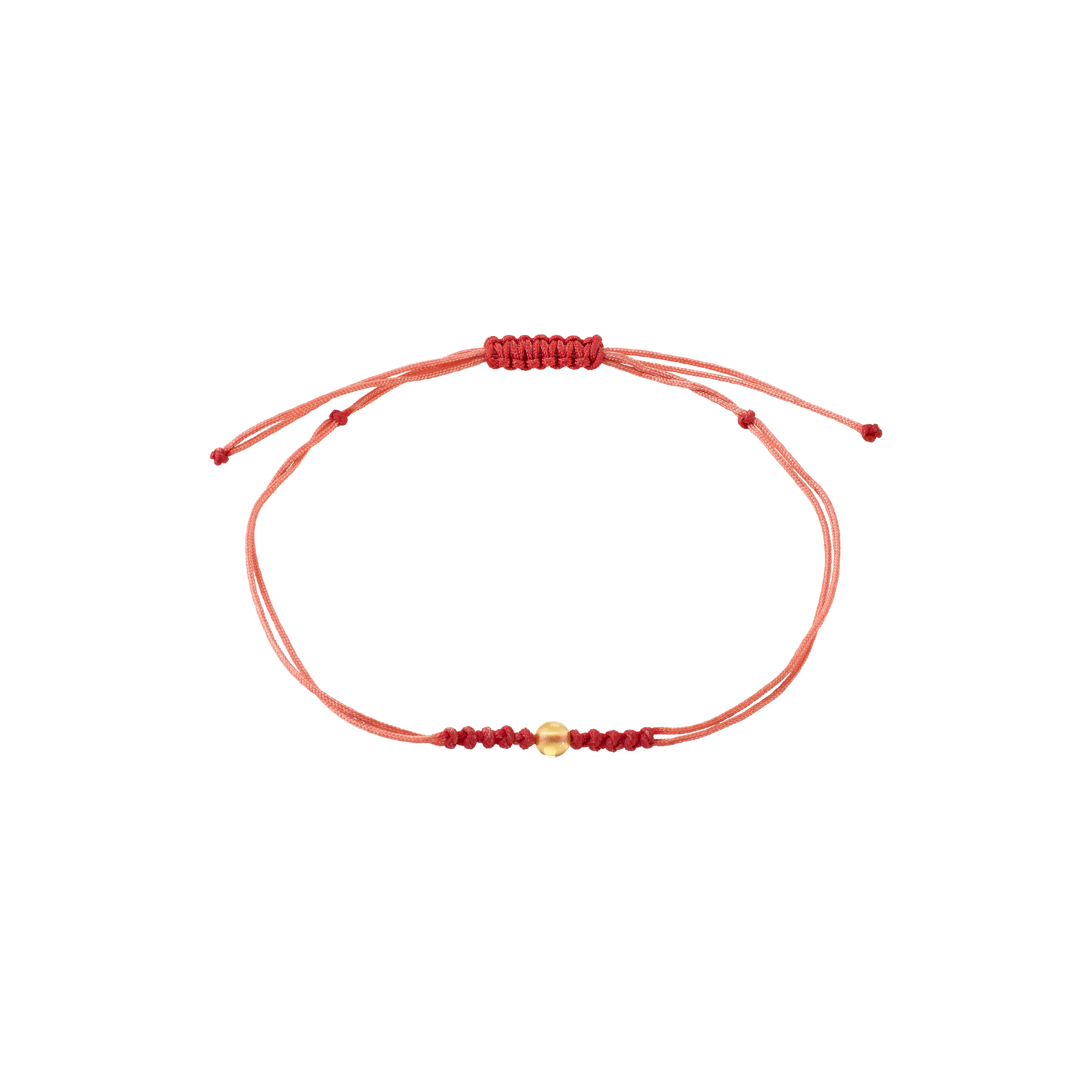NOVEMBER birthstone bracelet: Delicate red string with gold bead and Topaz, adjustable for ease of wear. Ideal for adding empowering style and personal meaning.