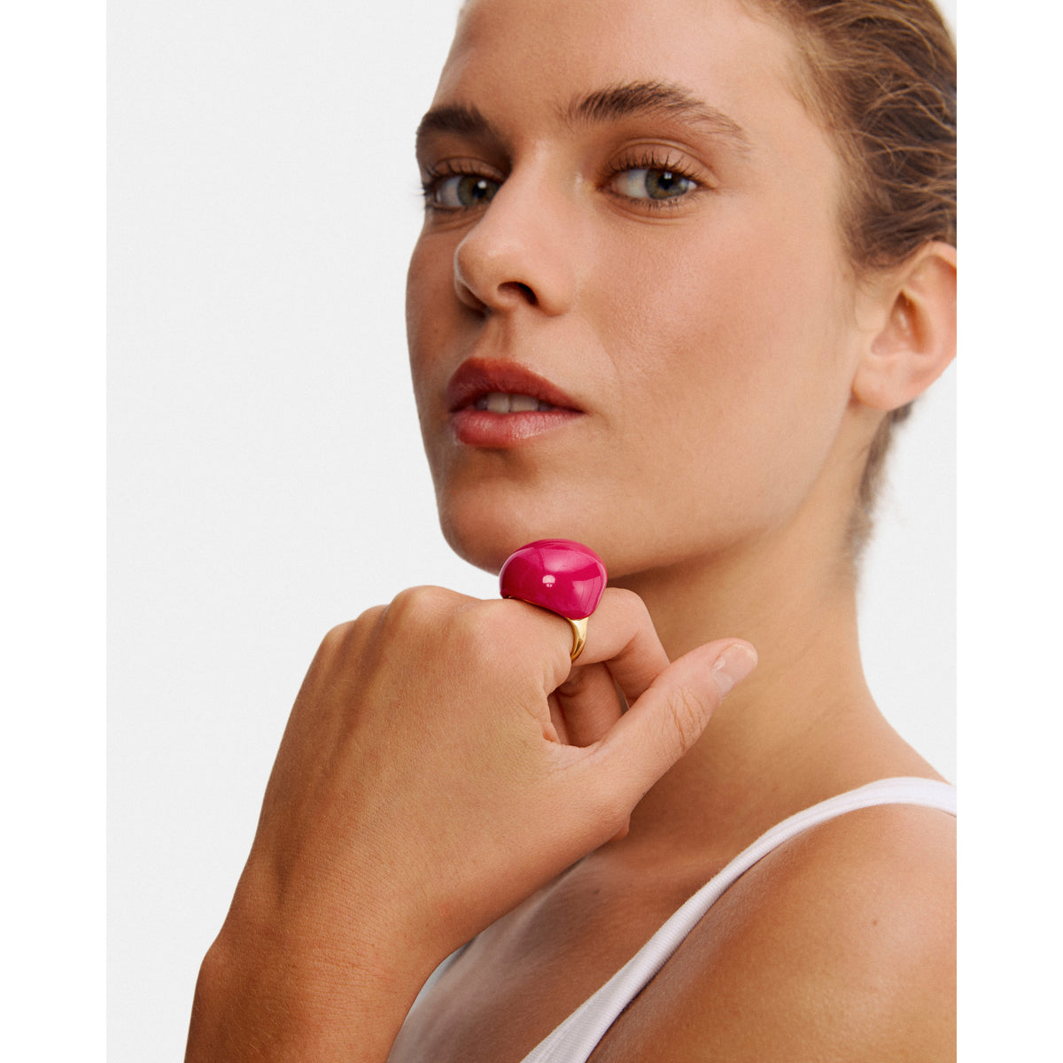 EVA MELOCHE X PILGRIM ring gold-plated/pink