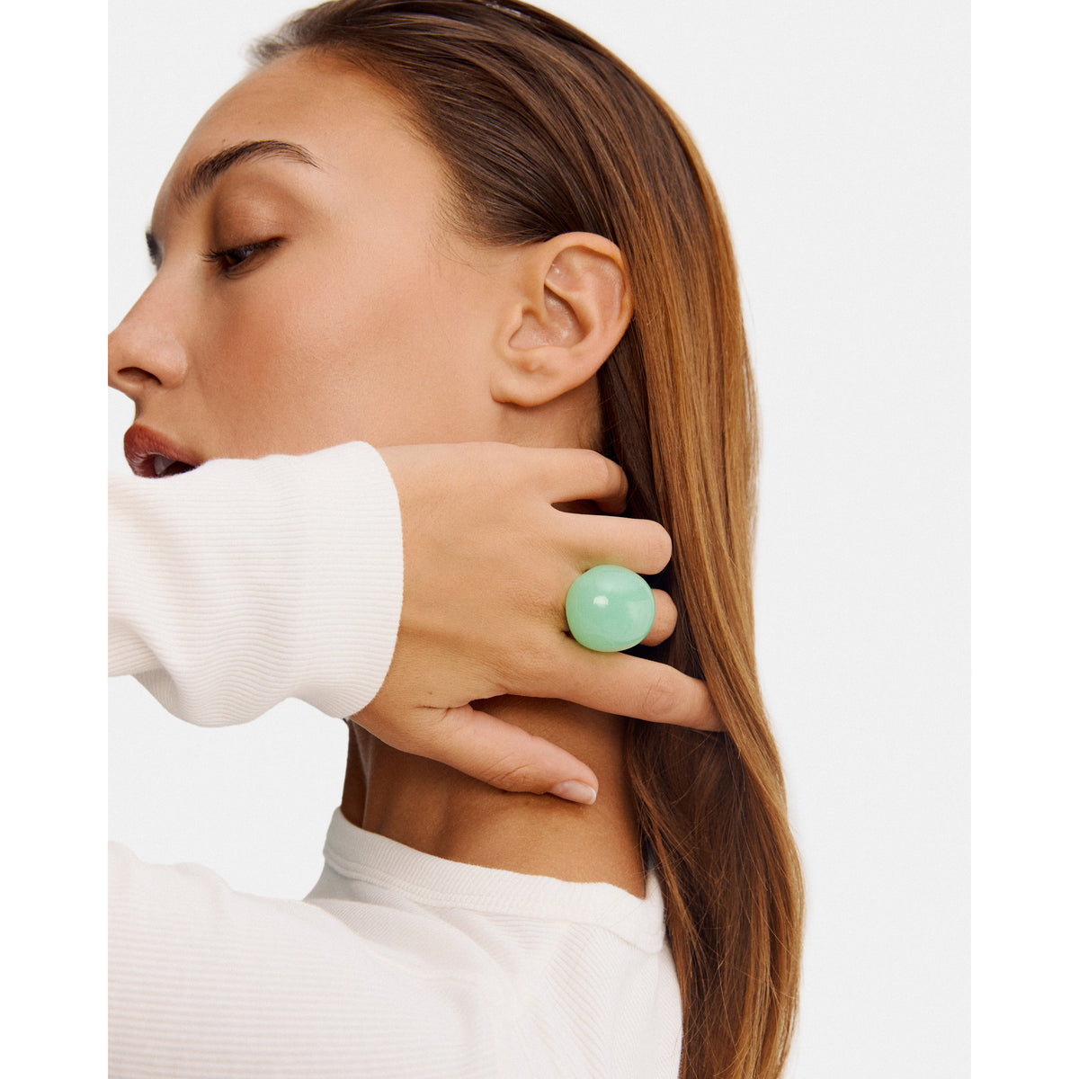 EVA MELOCHE X PILGRIM ring gold-plated/green