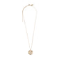 GEMINI Zodiac Sign Coin Necklace, gold-plated, featuring a double-sided pendant with zodiac motif and crystal-studded constellation. Adjustable chain, perfect for personalized style.