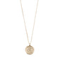 GEMINI Zodiac Sign Coin Necklace, gold-plated, featuring a double-sided pendant with zodiac motifs and crystal-studded constellation, on an adjustable chain.