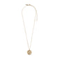 LEO Zodiac Sign Coin Necklace, gold-plated, features a double-sided medallion with a zodiac motif and star constellation, adjustable chain, perfect for personal style expression.