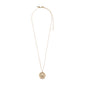 SCORPIO Zodiac Sign Coin Necklace, gold-plated, featuring a double-sided pendant with zodiac and constellation designs, on an adjustable chain for personalized wear.
