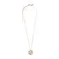 SCORPIO Zodiac Sign Coin Necklace, gold-plated, featuring a double-sided pendant with a zodiac motif and crystal-studded constellation, on an adjustable chain.