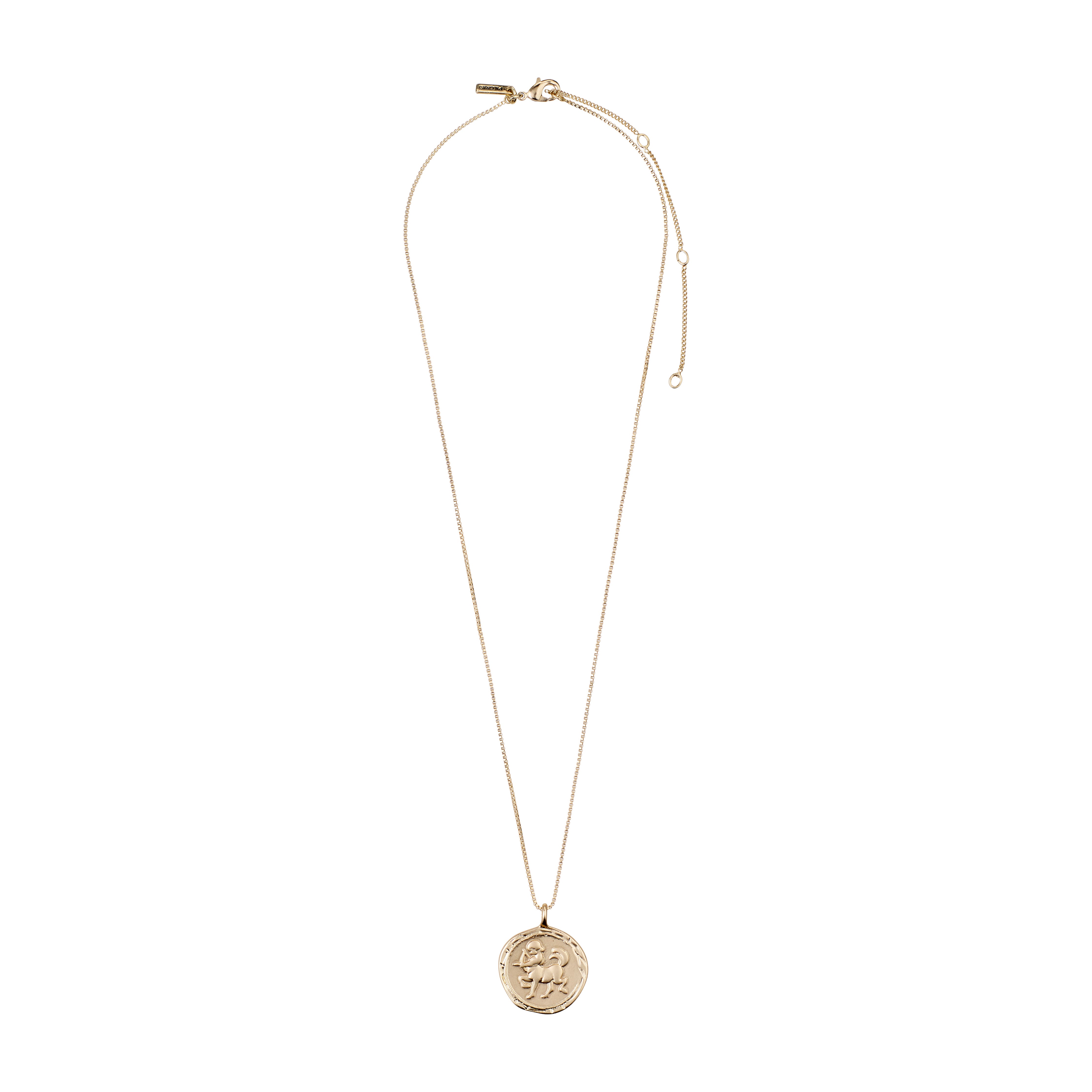 SAGITTARIUS Zodiac Sign Coin Necklace: Gold-plated with a double-sided pendant featuring a zodiac motif and starry constellation, adjustable chain included.