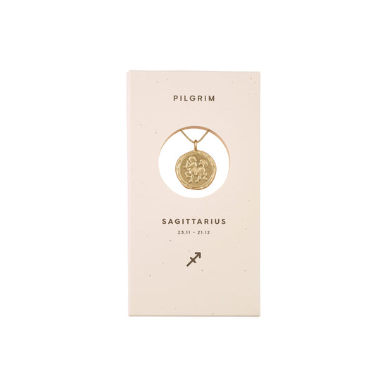 SAGITTARIUS recycled Zodiac Sign Coin Necklace, gold-plated