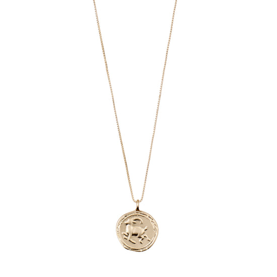 CAPRICORNUS recycled Zodiac Sign Coin Necklace, gold-plated