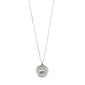 TAURUS Zodiac Sign Coin Necklace, silver-plated, features a double-sided pendant with a zodiac motif and crystal constellation on an adjustable chain.