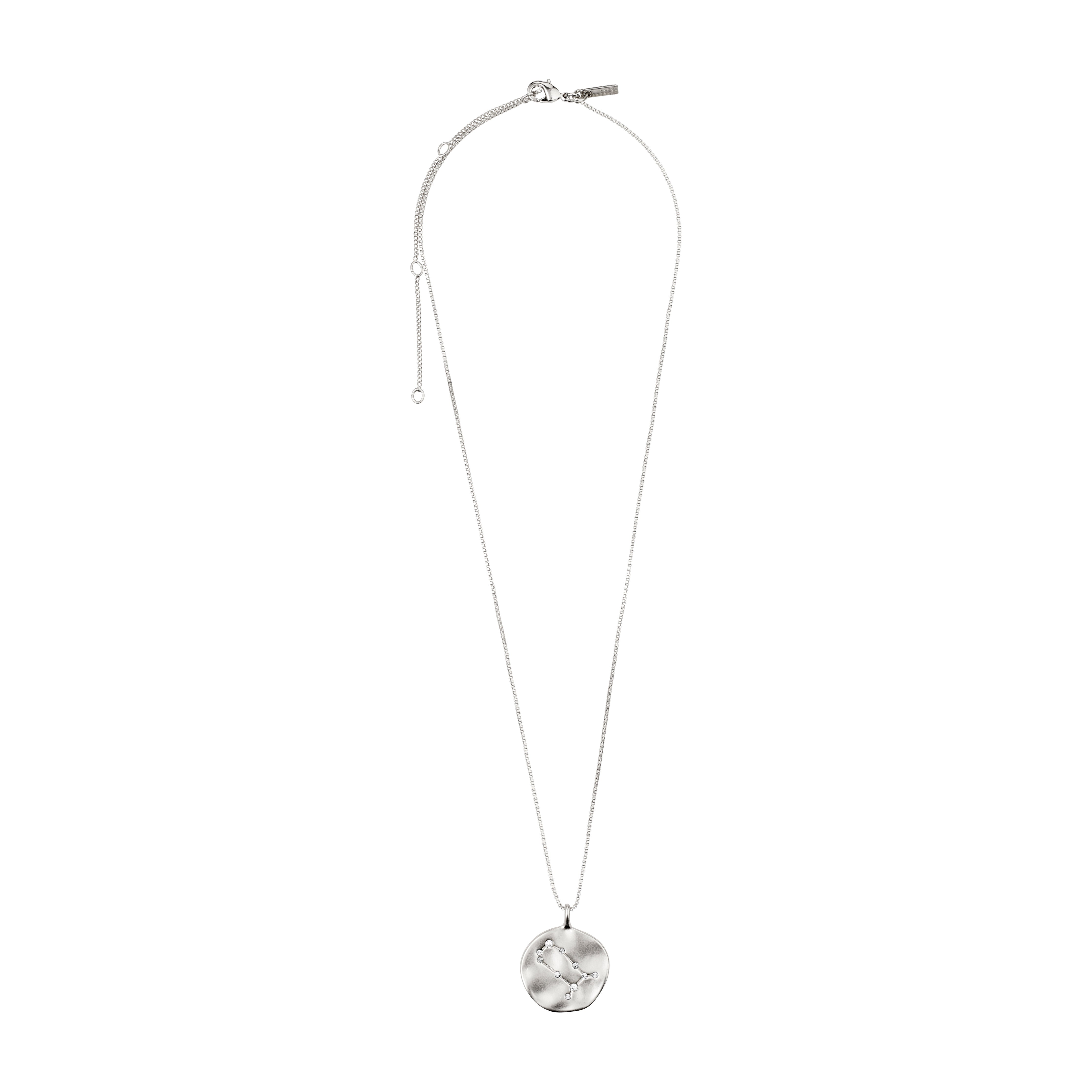 GEMINI Zodiac Sign Coin Necklace, silver-plated, featuring a double-sided pendant with zodiac and constellation motifs, adjustable 40 cm chain with 9 cm extension.