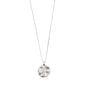CANCER Zodiac Sign Coin Necklace, silver-plated, with a double-sided pendant featuring a zodiac motif and constellation in crystals, on an adjustable chain.