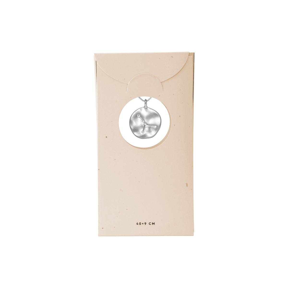 CANCER Zodiac Sign Coin Necklace, silver-plated, featuring a double-sided pendant with zodiac and constellation motifs, adorned with sparkling crystals on an adjustable chain.