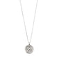 CANCER Zodiac Sign Coin Necklace, silver-plated, featuring a double-sided pendant with zodiac motif and constellation crystals on an adjustable chain.