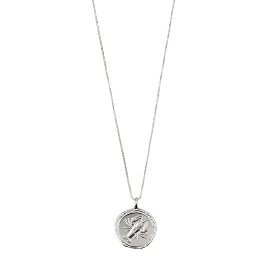 CANCER recycled Zodiac Sign Coin Necklace, silver-plated