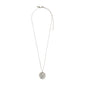 LEO Zodiac Sign Coin Necklace, silver-plated, featuring a double-sided pendant with a lion motif and crystal constellation, on an adjustable 40 cm chain.