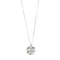 LIBRA Zodiac Sign Coin Necklace, silver-plated, featuring a constellation design with crystal stars on a round pendant, adjustable chain, perfect for personal significance.