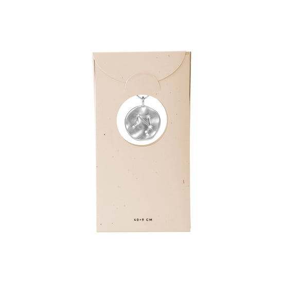 LIBRA recycled Zodiac Sign Coin Necklace, silver-plated