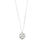 CAPRICORNUS recycl. Zodiac Sign Coin Necklace, silver-plated, featuring a constellation in sparkling crystals and zodiac motif on a double-sided pendant. Adjustable chain included.