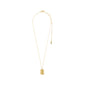 AQUARIUS Zodiac Sign necklace, gold-plated, featuring a dual-design square coin pendant with Aquarius motif and sparkling constellation, on a 40 cm chain.