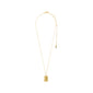 AQUARIUS Zodiac Sign necklace, gold-plated, featuring a square coin pendant with dual design: classic Aquarius motif and constellation with Preciosa crystals. Rustic, handcrafted look.
