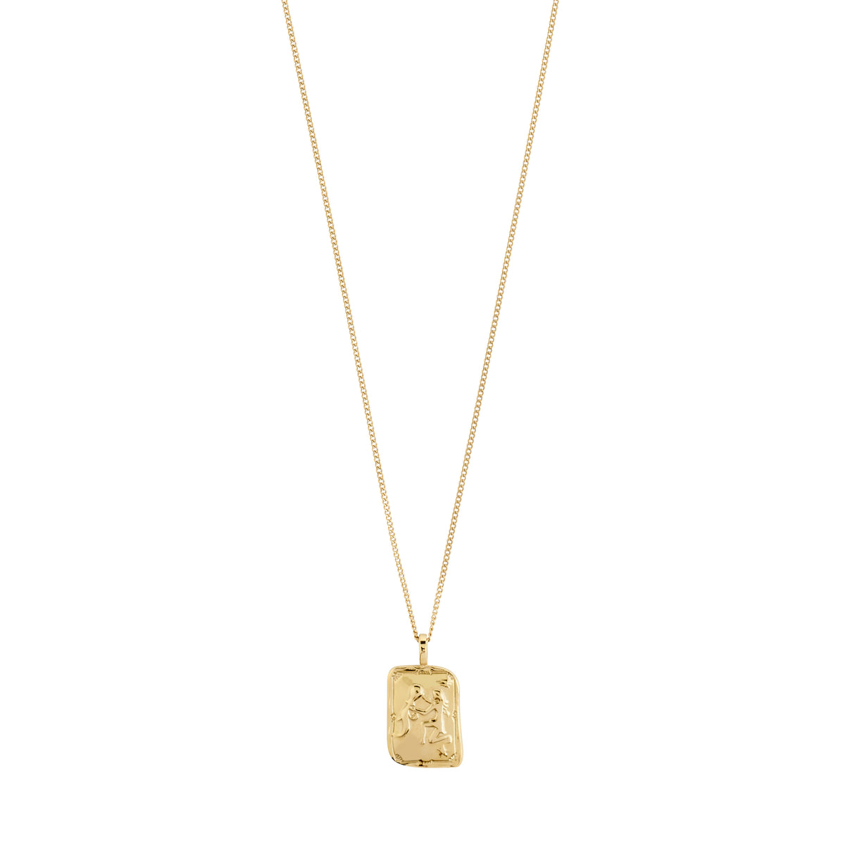 AQUARIUS Zodiac Sign necklace, gold-plated, featuring a reversible square pendant with zodiac and constellation designs, on a chain measuring 40 cm plus extension.