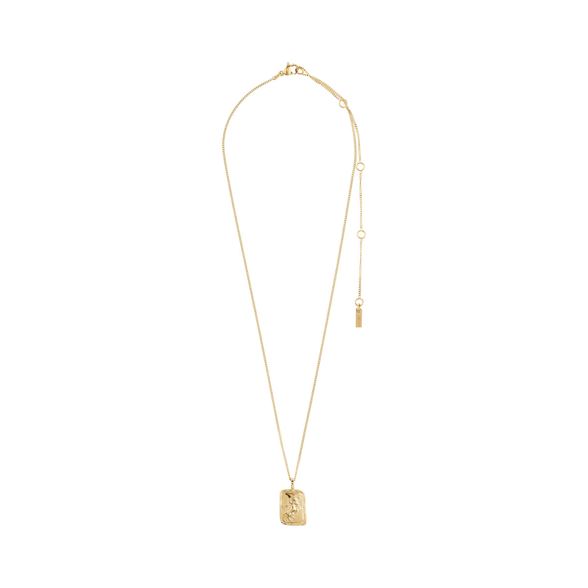 Gold-plated ARIES Zodiac Sign necklace by Pilgrim, featuring a dual-design square pendant with classic Aries motif and sparkling constellation, on a 40 cm chain.