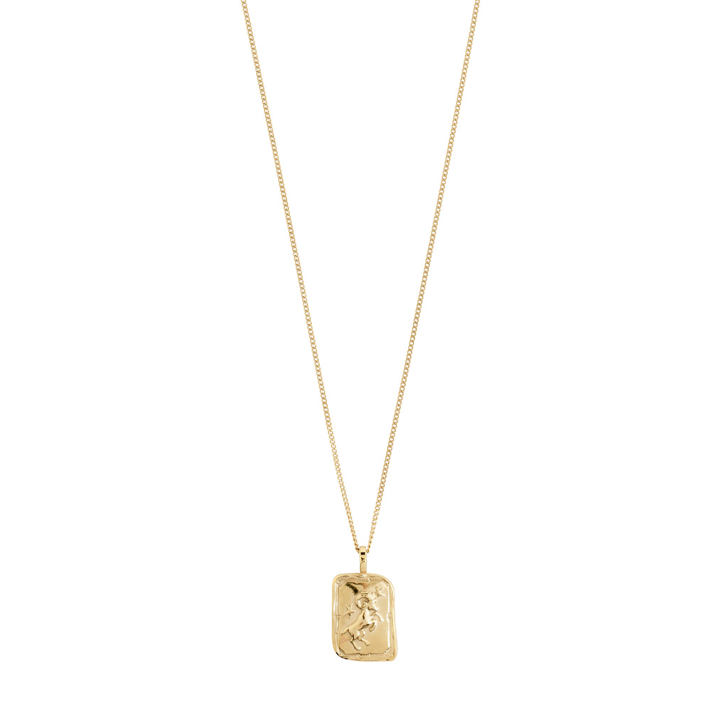 ARIES Zodiac Sign necklace, gold-plated, featuring a reversible pendant with Aries motif and constellation design, on a stylish chain.