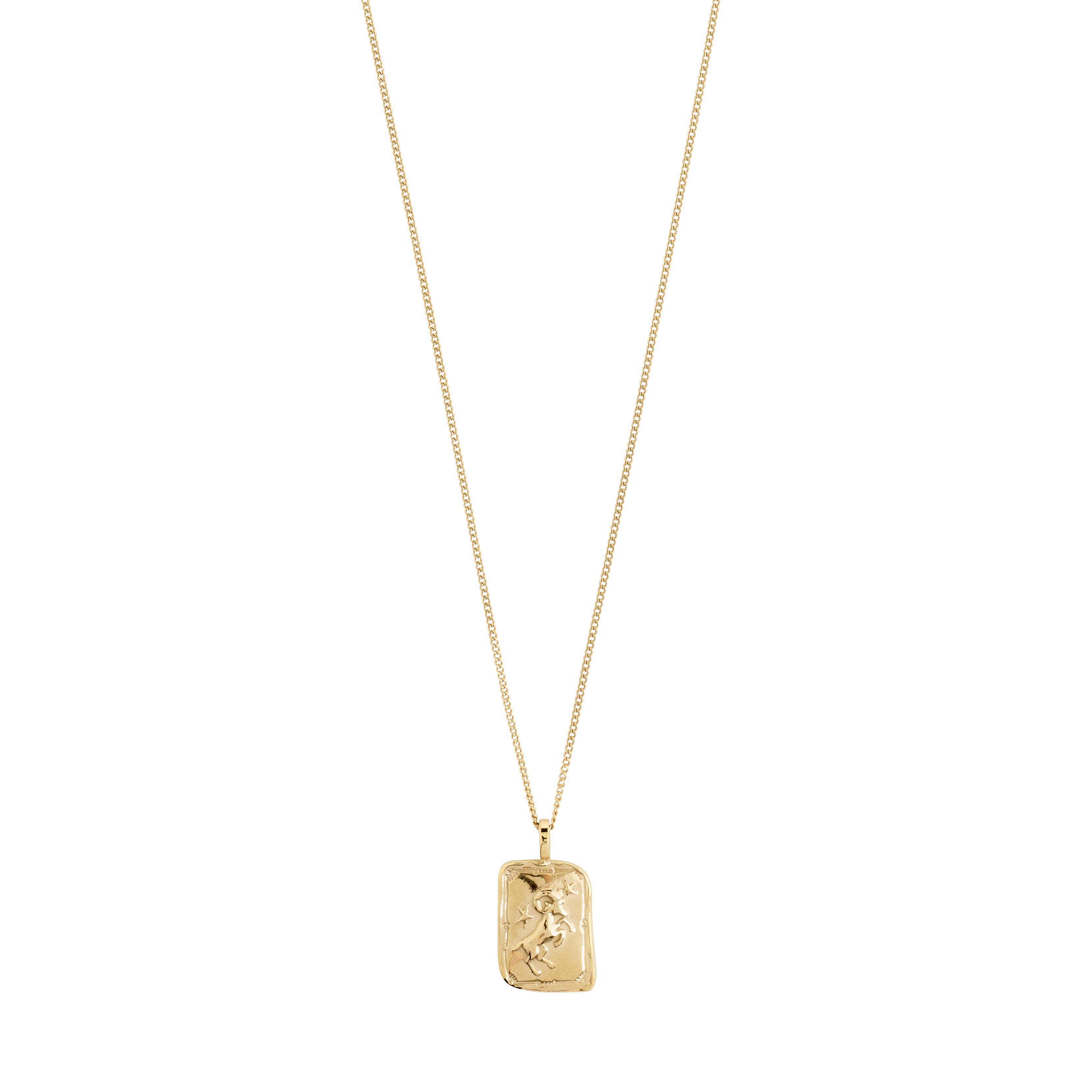 ARIES Zodiac Sign necklace, gold-plated, featuring a reversible pendant with Aries motif and constellation design, on a stylish chain.