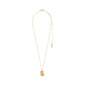 TAURUS Zodiac Sign necklace, gold-plated, featuring a dual-design square pendant with Taurus motif and sparkling constellation on a handcrafted chain.