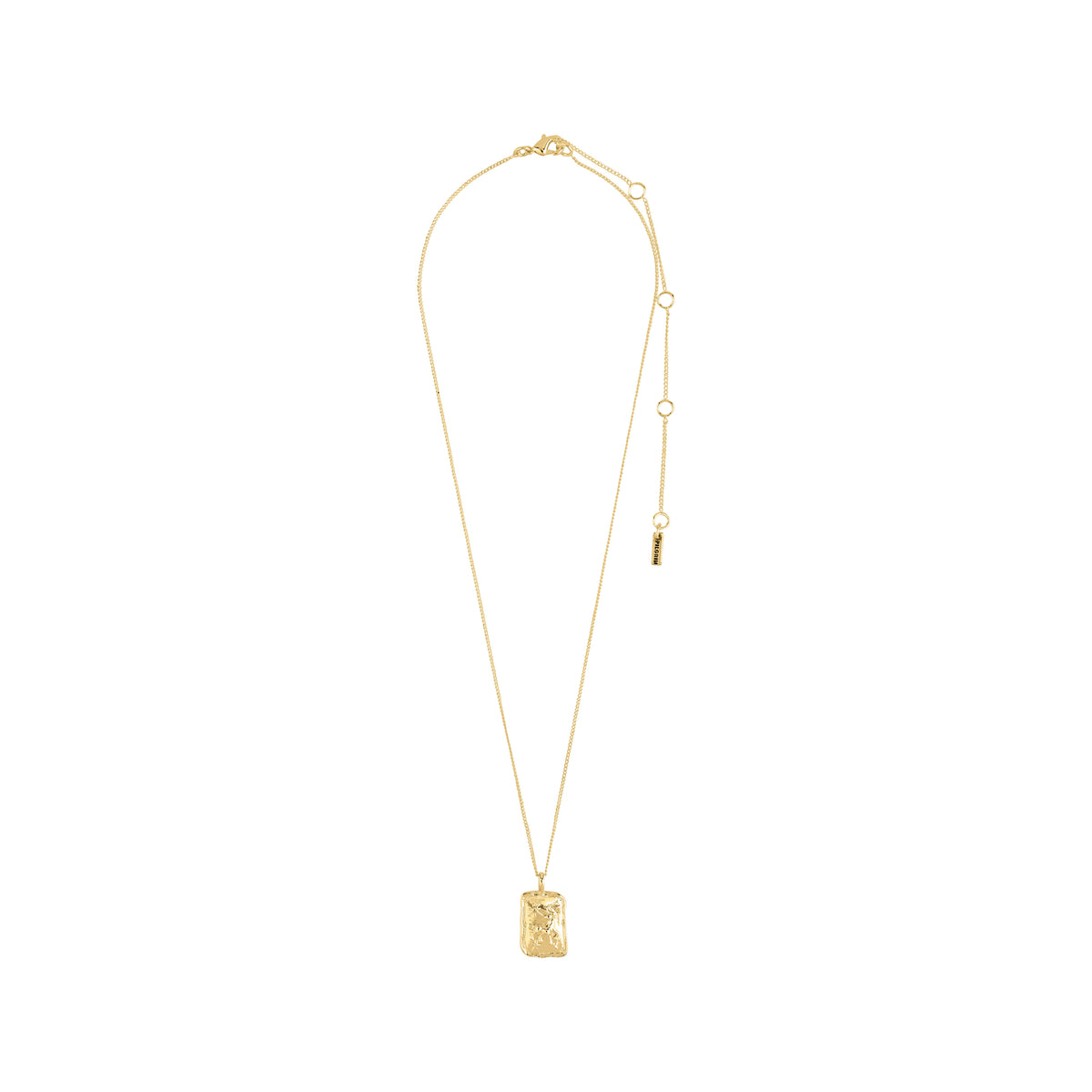 TAURUS Zodiac Sign necklace by Pilgrim: gold-plated, square pendant featuring a Taurus motif and sparkling constellation, on a rustic handcrafted chain, 40 cm + 12 cm extension.