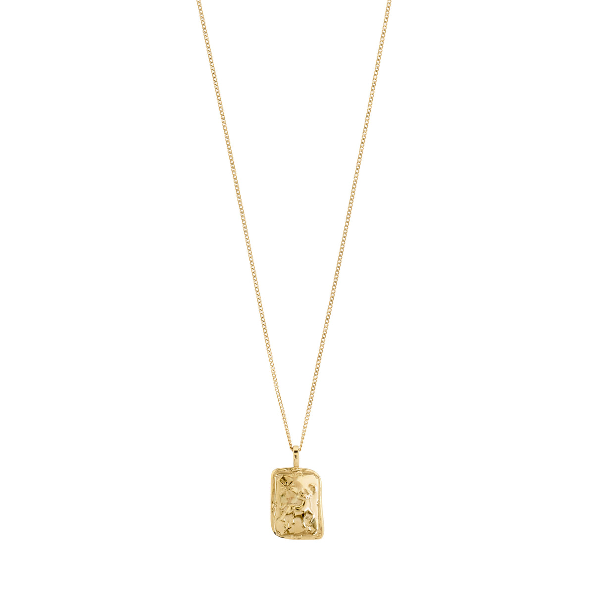 TAURUS Zodiac Sign necklace, gold-plated, featuring a reversible square coin pendant with a Taurus zodiac motif and sparkling constellation design, on an adjustable chain.