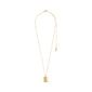 GEMINI Zodiac Sign necklace, gold-plated, featuring a square pendant with dual designs: classic Gemini motif and sparkling constellation, on a handcrafted chain from Pilgrim.