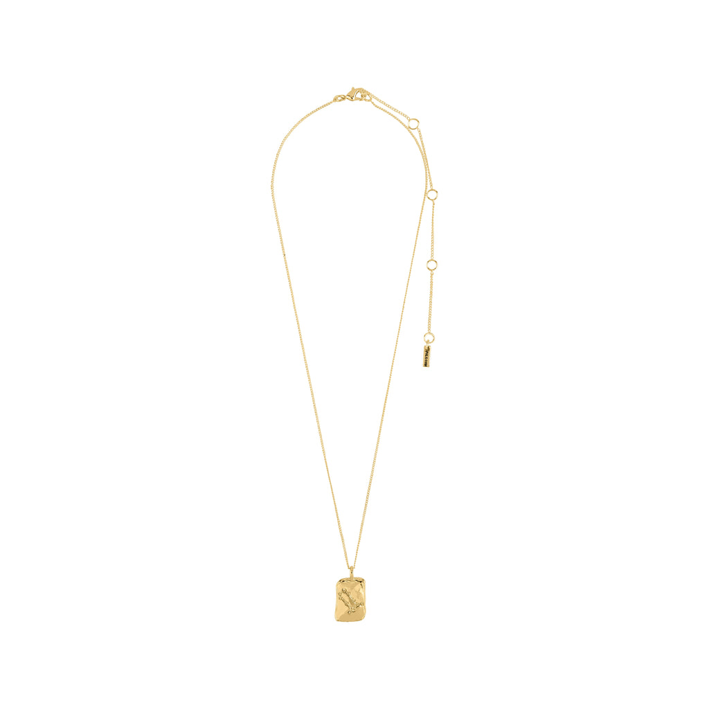 GEMINI Zodiac Sign necklace, gold-plated, featuring a reversible square pendant with a classic Gemini motif and a constellation design with sparkling Preciosa crystals.