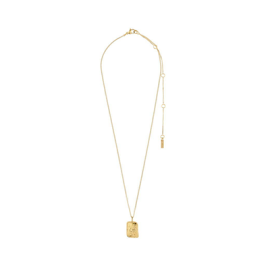 CANCER Zodiac Sign necklace, gold-plated, featuring a reversible square pendant with Cancer motif and constellation design, embellished with Preciosa crystals, on a 40 cm chain.