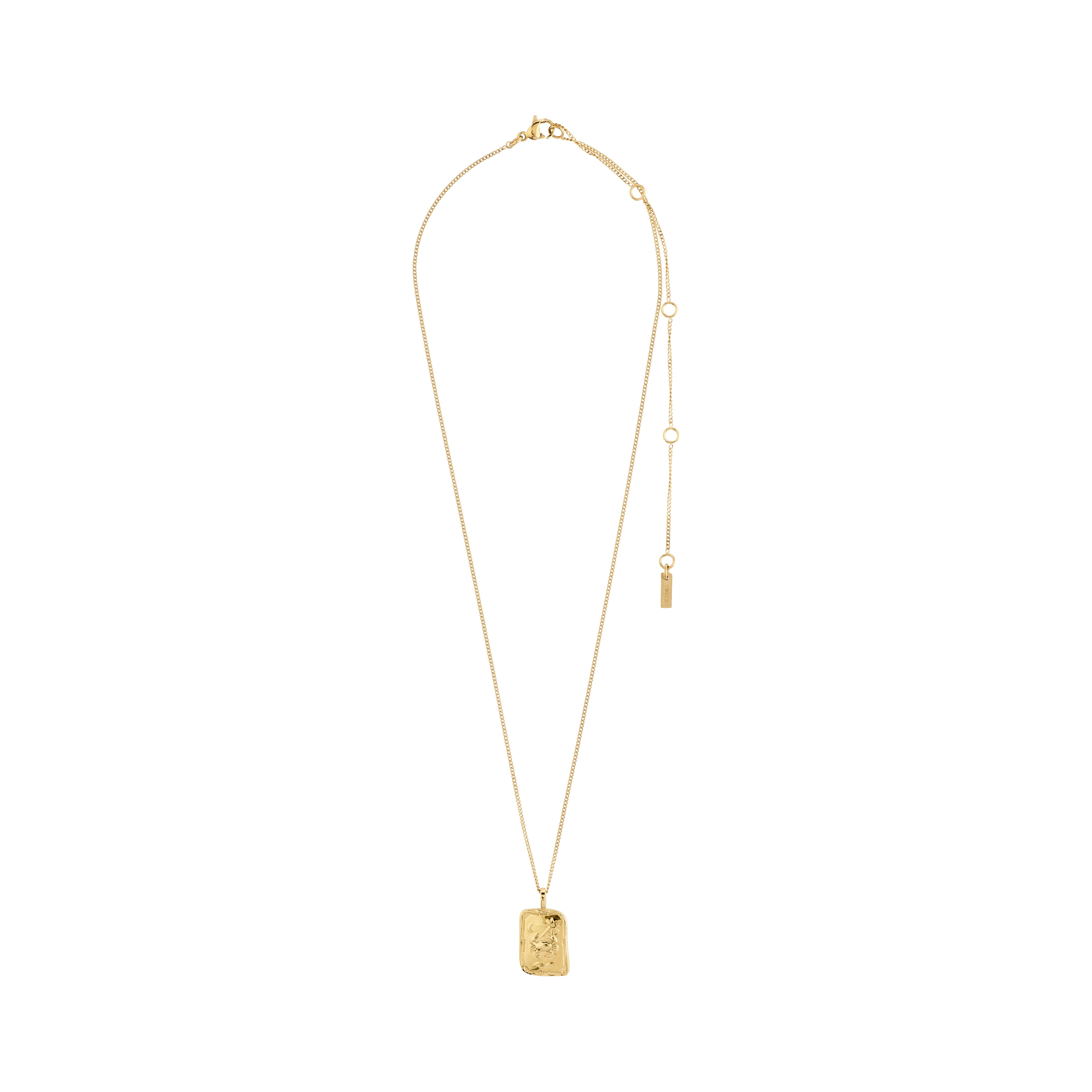 CANCER Zodiac Sign necklace, gold-plated, featuring a reversible square pendant with Cancer motif and constellation design, embellished with Preciosa crystals, on a 40 cm chain.
