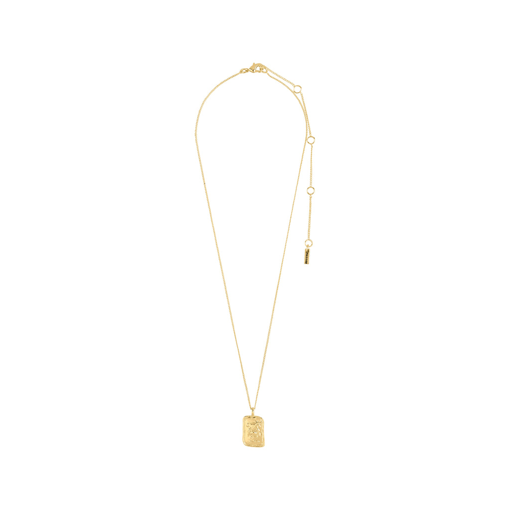 Gold-plated CANCER Zodiac Sign necklace by Pilgrim, featuring a dual-design square pendant with Cancer motif and constellation adorned with Preciosa crystals.