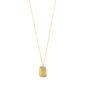 SCORPIO Zodiac Sign necklace, gold-plated, with a rectangular pendant featuring a Scorpio motif and sparkling constellations, on a chain with extension.