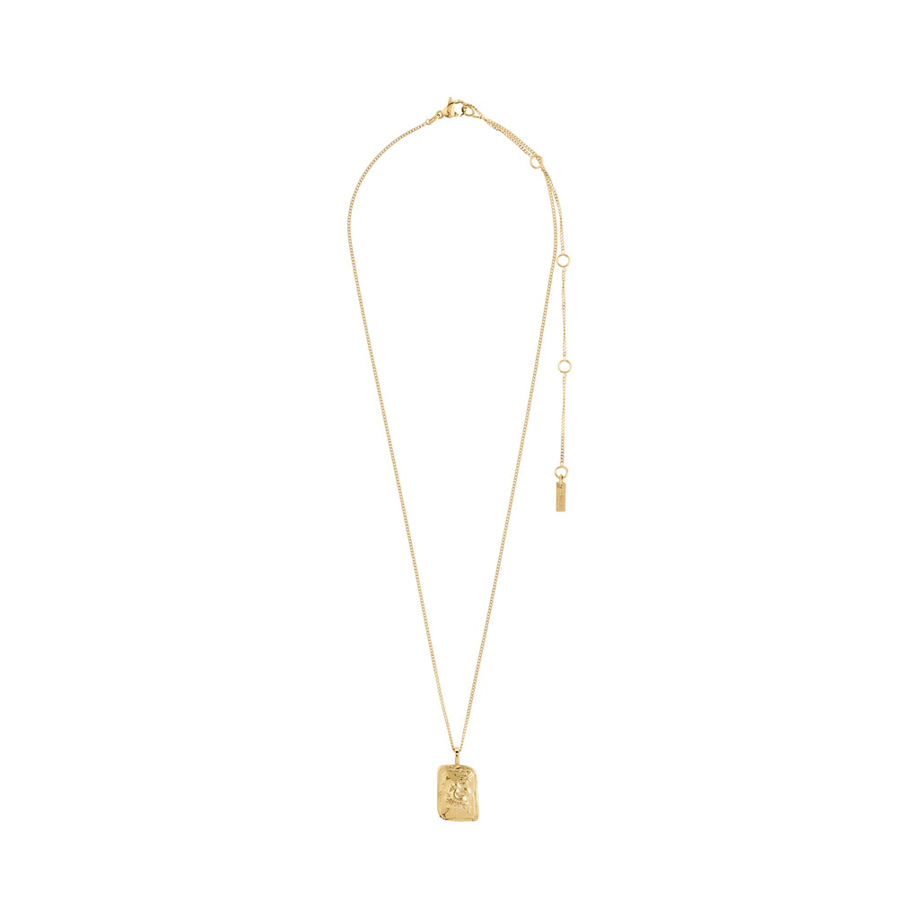 SAGITTARIUS Zodiac Sign necklace, gold-plated, featuring a reversible square pendant with Sagittarius motifs and Preciosa crystals, on a handcrafted, adjustable 40 cm chain.