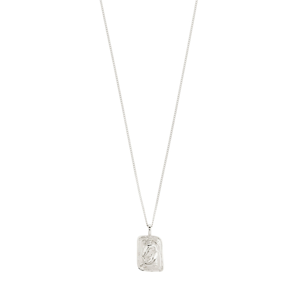 PISCES Zodiac Sign necklace, silver-plated, featuring a dual-design rectangular pendant with Pisces motif and Preciosa crystal constellation on a 40 cm chain.