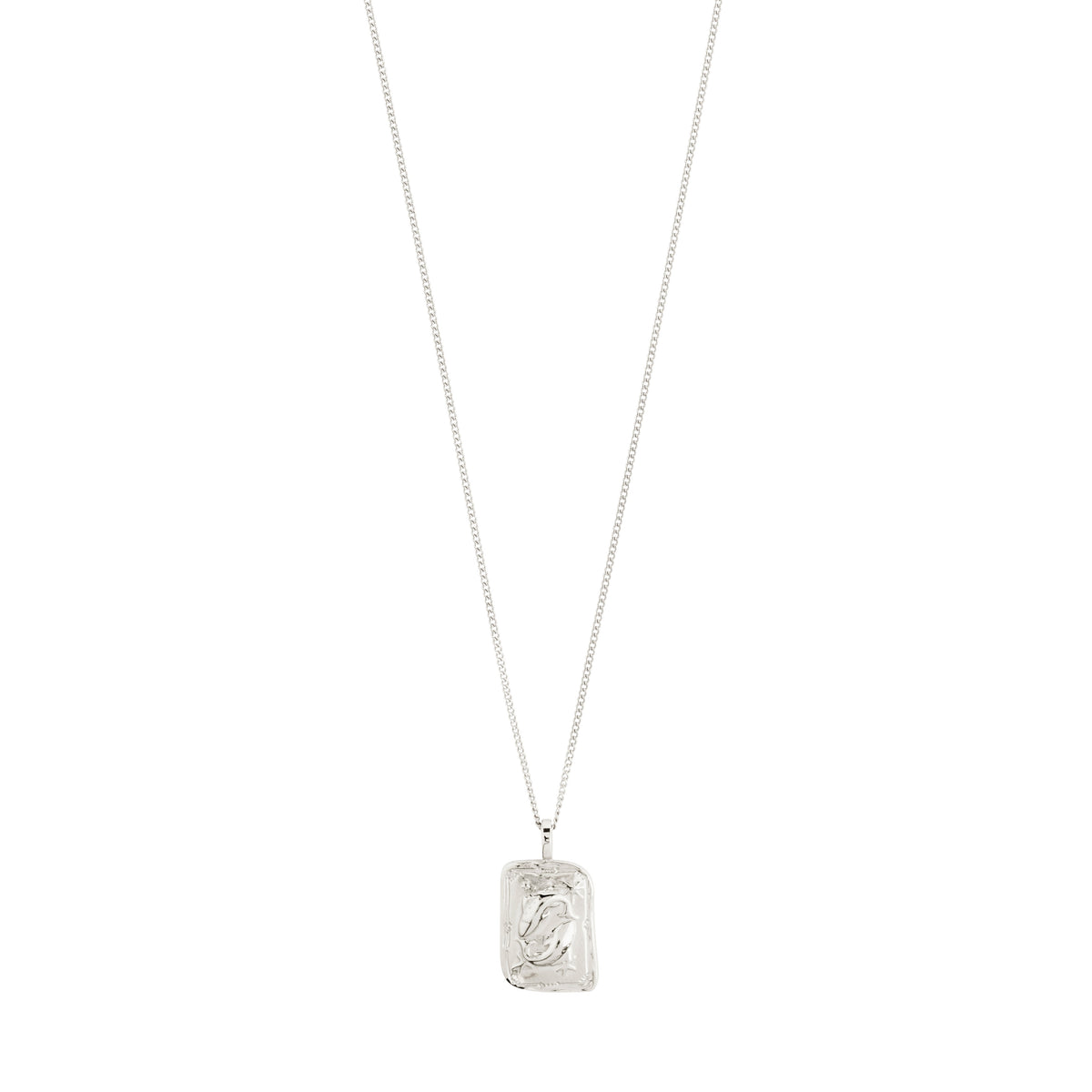 PISCES Zodiac Sign necklace, silver-plated, featuring a dual-design rectangular pendant with Pisces motif and Preciosa crystal constellation on a 40 cm chain.