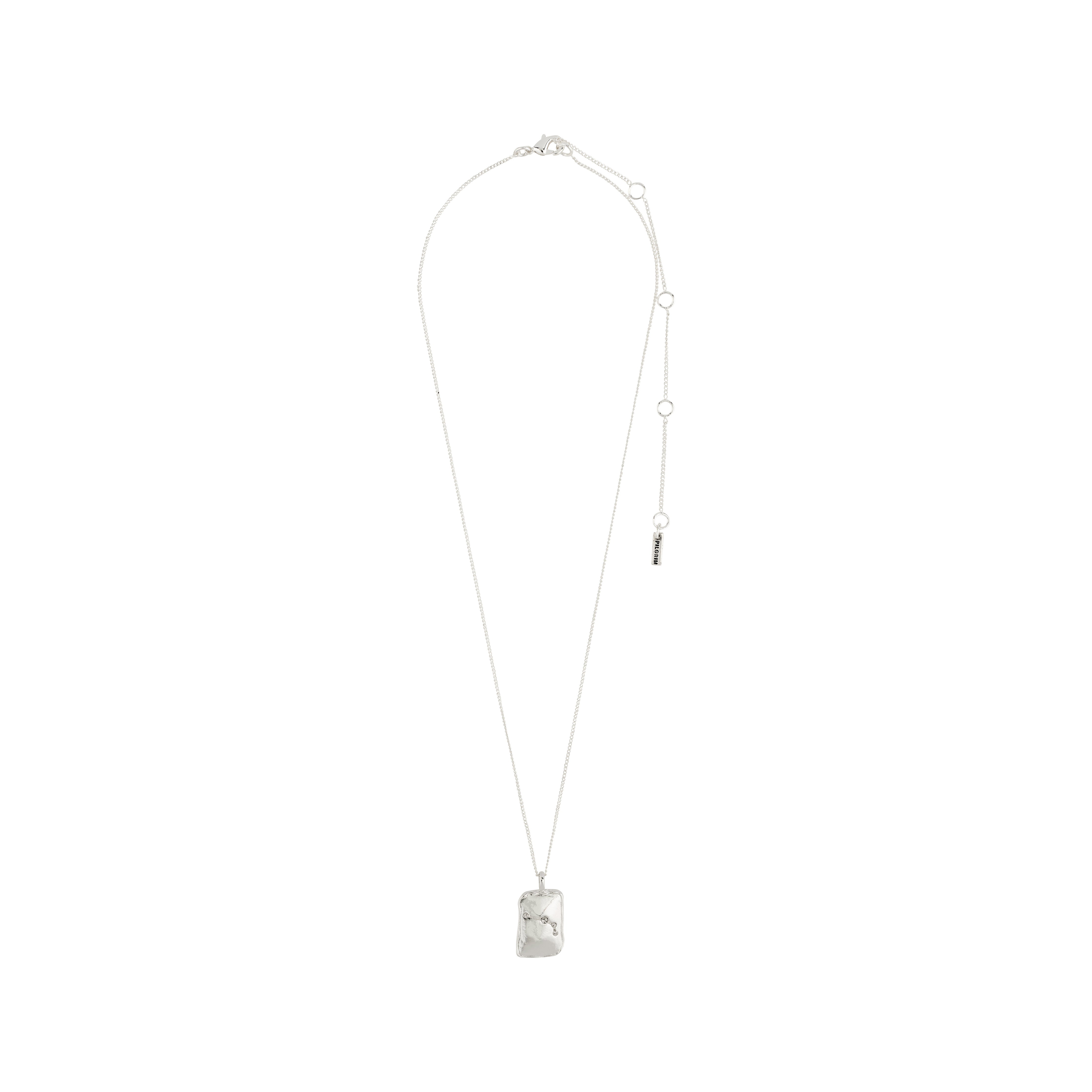 ARIES Zodiac Sign necklace, silver-plated, featuring a dual-design pendant with Aries motif and sparkling constellation, crafted in a rustic, handcrafted style.