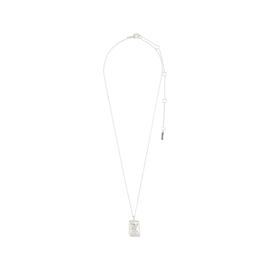 TAURUS Zodiac Sign necklace, silver-plated with a dual-design pendant, featuring a Taurus motif and sparkling constellation, on a recycled material chain.