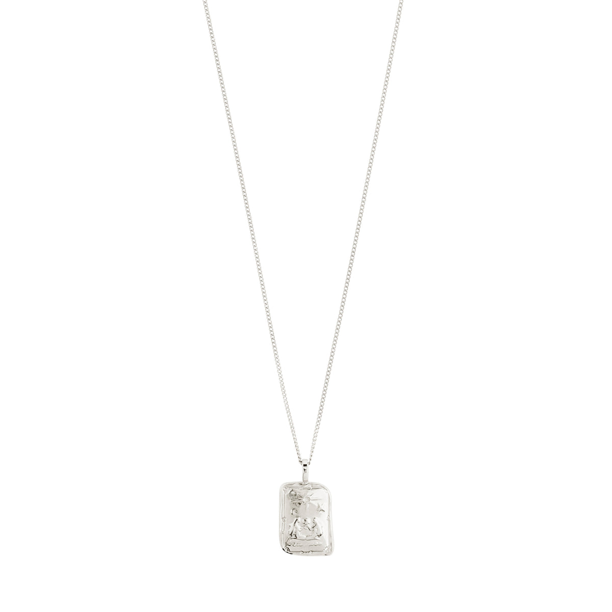 GEMINI Zodiac Sign necklace, silver-plated, featuring a dual-design square coin pendant with a Gemini motif and sparkly constellation on a 40 cm chain.