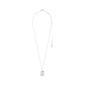 Silver-plated CANCER Zodiac Sign necklace with a dual-design rectangular pendant featuring a crab motif and a constellation with crystal stones.