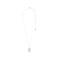 LEO Zodiac Sign necklace, silver-plated, featuring a reversible square coin pendant with Leo motif and constellation, adorned with Preciosa crystals. Rustic, genderless design.