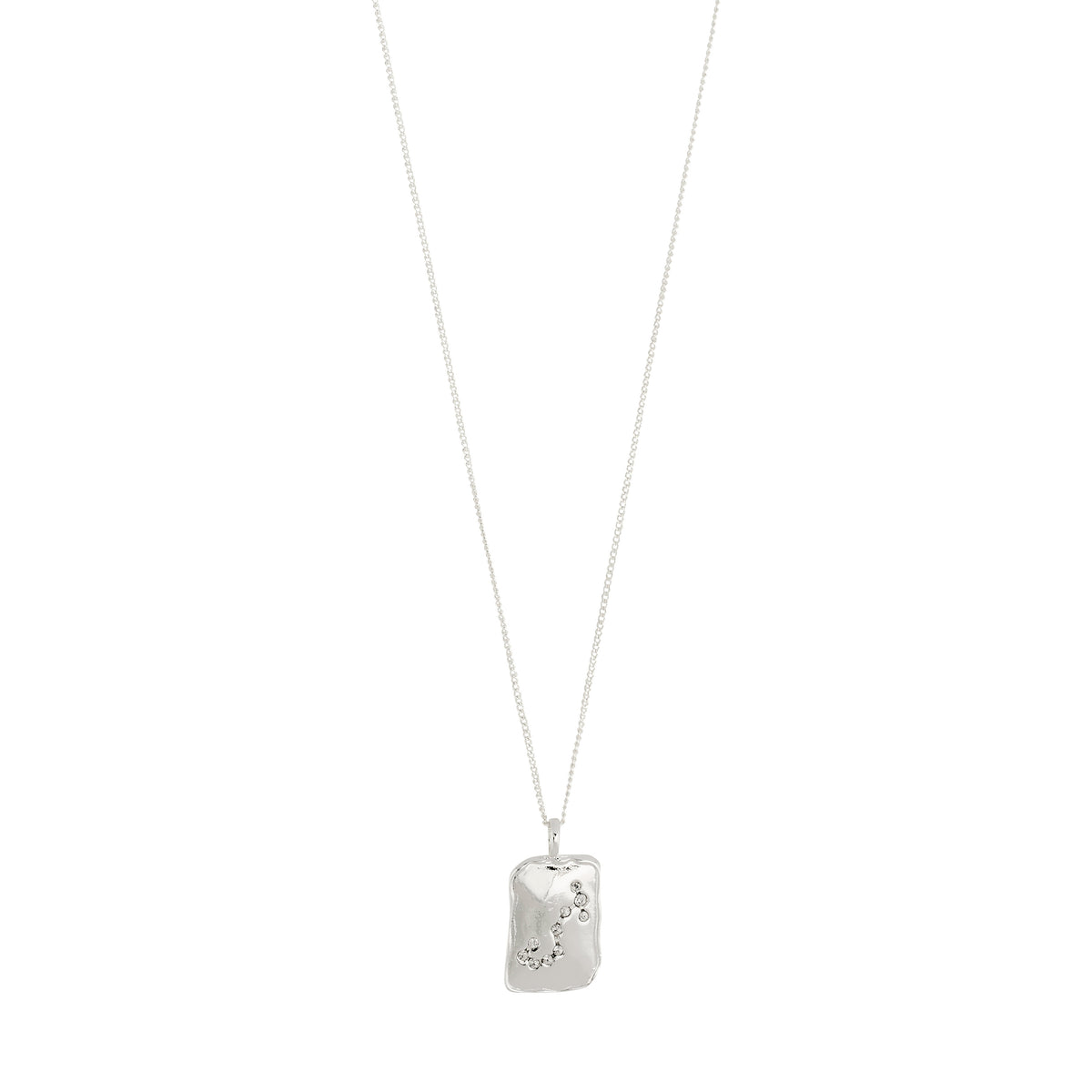 SCORPIO Zodiac Sign necklace, silver-plated, featuring a reversible square coin pendant with Scorpio motif and constellation design on a chain.
